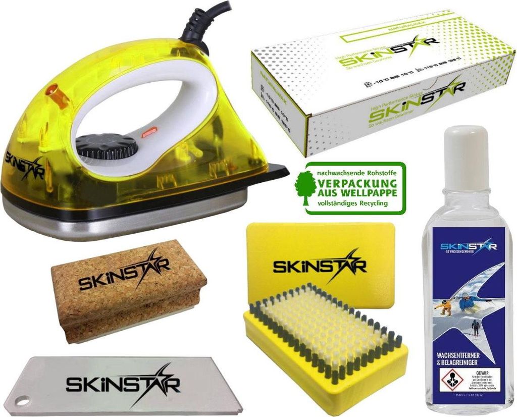 SKINSTAR Starter Ski Wachs Set Wachsbügeleisen Bürste Natural Wax Reiniger 6pcs Type C