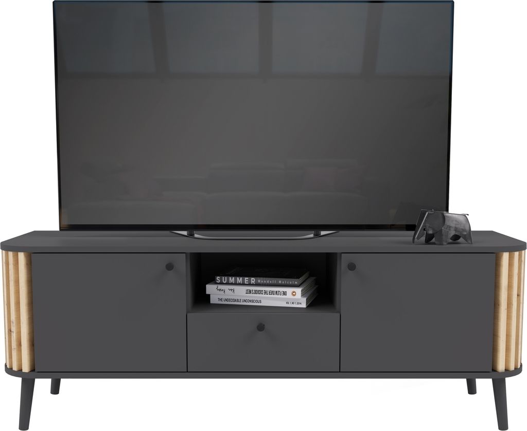 Pure TV Tisch 2 Türen, 1 Schublade, 1 Ablage grau,Eiche Produktbild 
