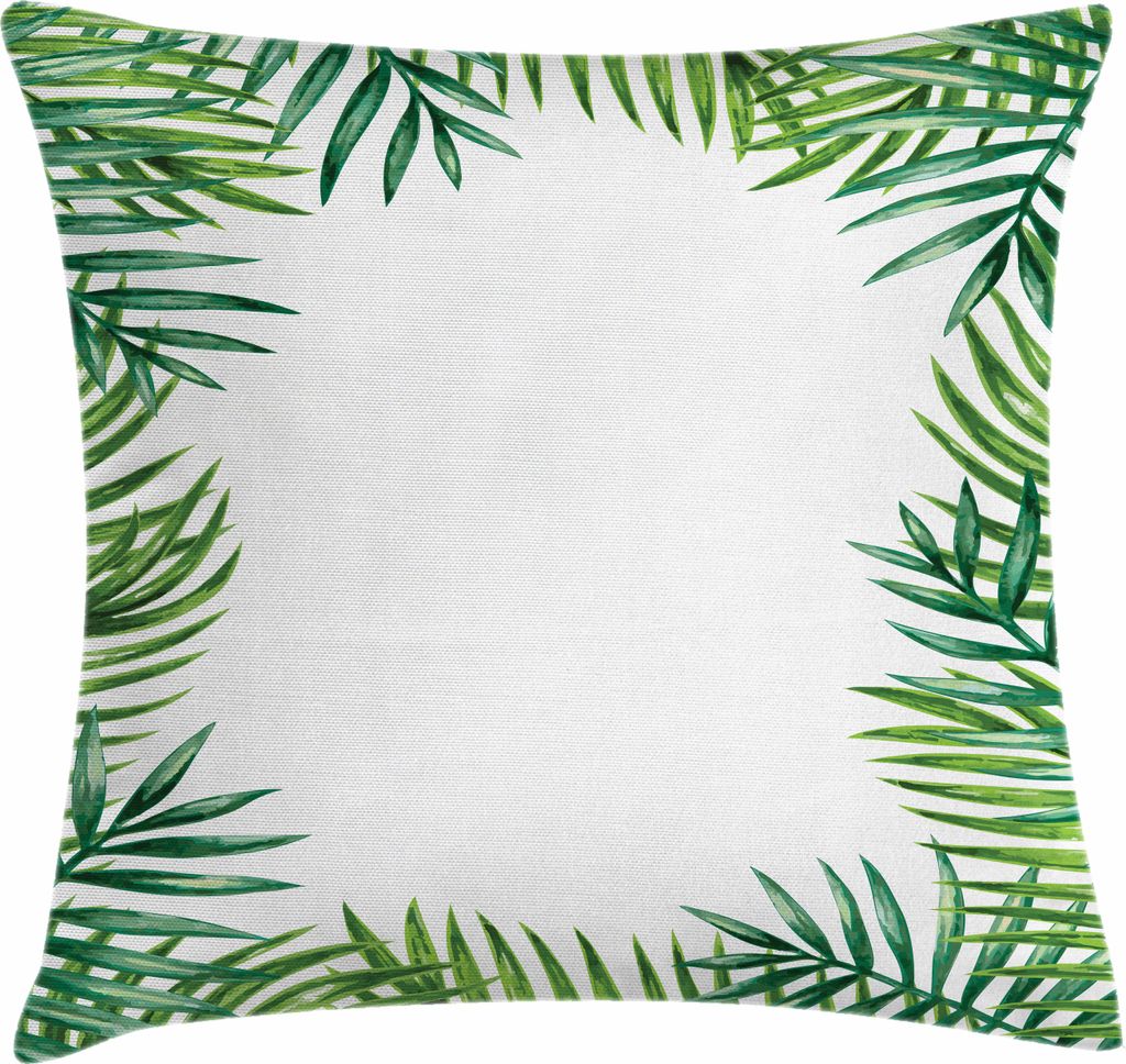 ABAKUHAUS Grünes Blatt Kissenbezug, Rahmen mit frischen Blättern botanische Naturplastik Umwelt Wald, 40 x 40 cm, Jadegrün Lindgrün