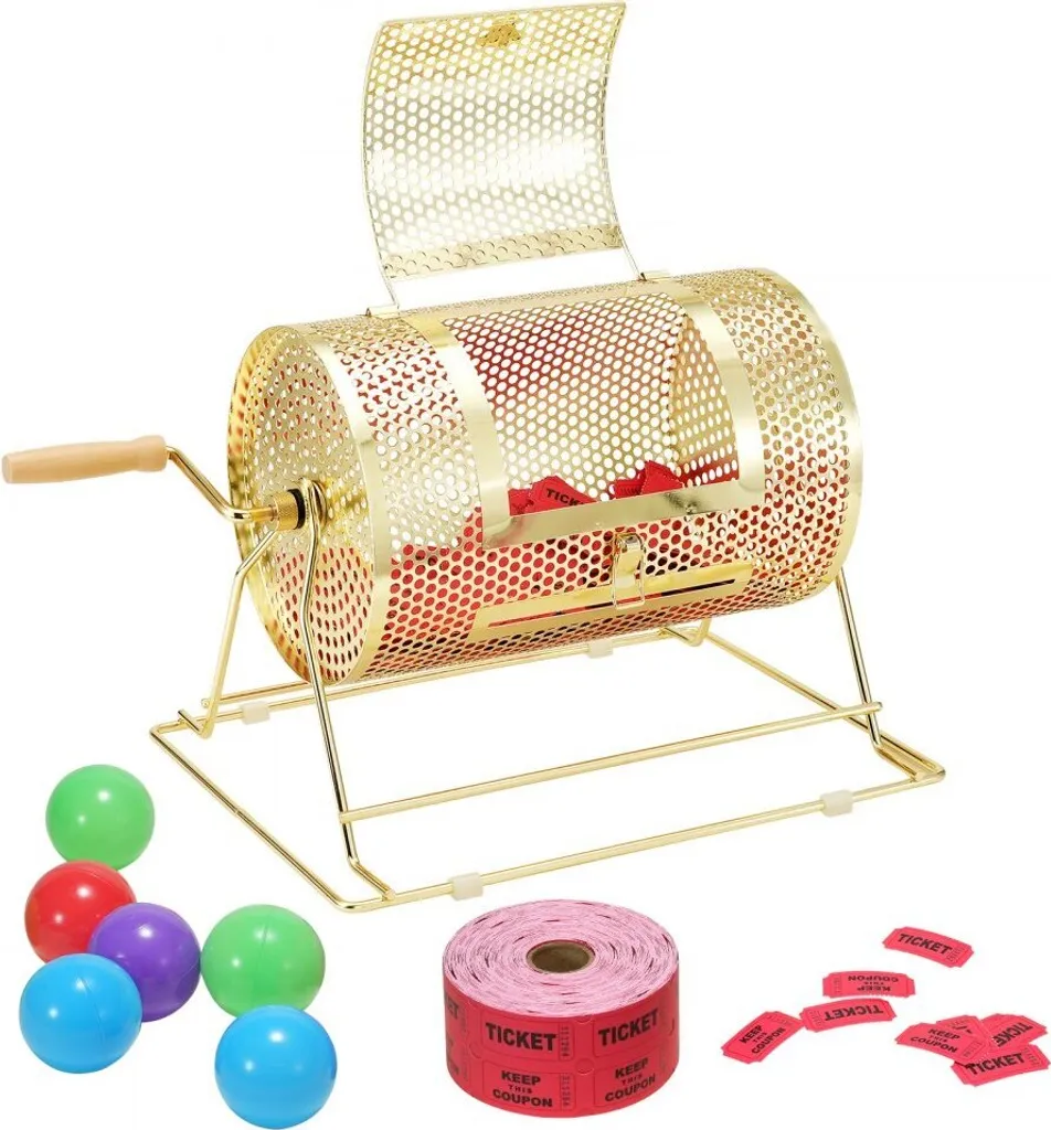 Tambour de loterie Glückskind en métal doré pour 3500 billets de tombola