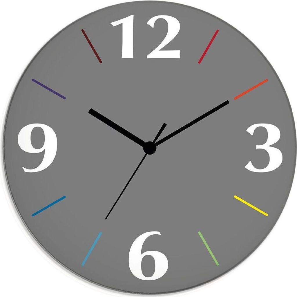 ARTland Glas Wanduhr Quarzuhr - 12 Ziffern / schwarzer Zeiger Trendfarbe Grau-Bunt Größe: 30x30 cm