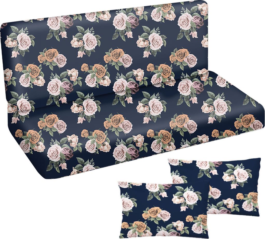 Auflage für Hollywoodschaukel 100x50x50 Gartenbankauflage Bank Sitzkissen Rückenkissen Polsterauflage Matratze Gartenpolster, Glatt Dunkelblau Ro...