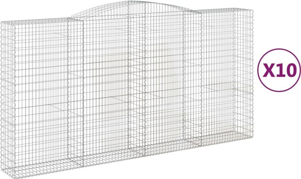 vidaXL Gabionen mit Hochbogen 10Stk. 400x50x200/220cm Produktbild 