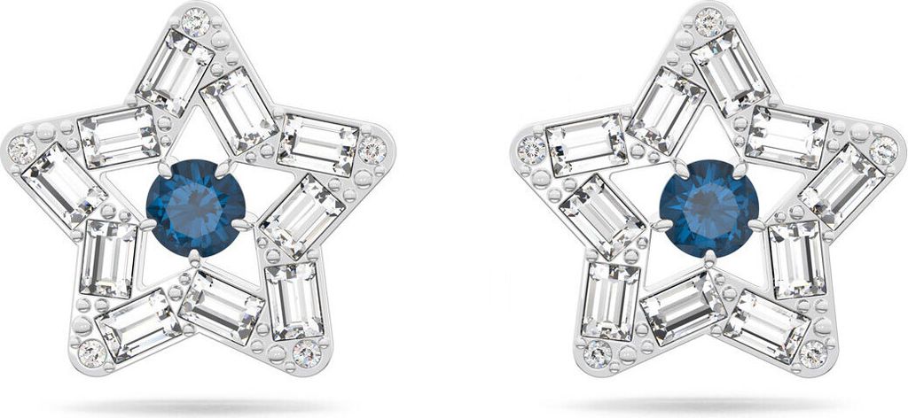 Swarovski Damen Ohrringe Ohrstecker Stella Verschiedene Schliffe, Blau, Rhodiniert 5639188