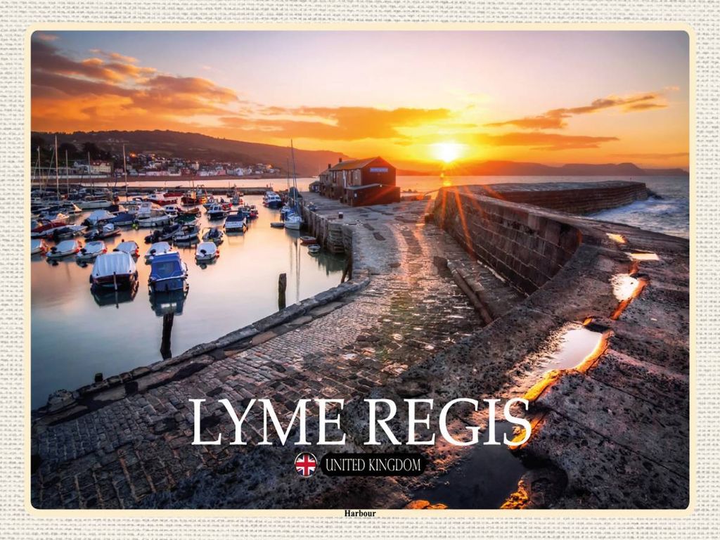 vianmo Holzschild 30x40 cm Lyme Regis Harbour Enlgand UK Bildmotiv Reisemotiv Abenteuer Reisen