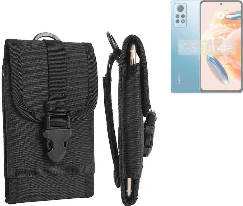 K-S-Trade Holster Handy Hülle kompatibel mit Xiaomi Redmi Note 12 Pro 4G Holster Handytasche Gürtel Tasche Schutz Hülle Robust Outdoor schwarz