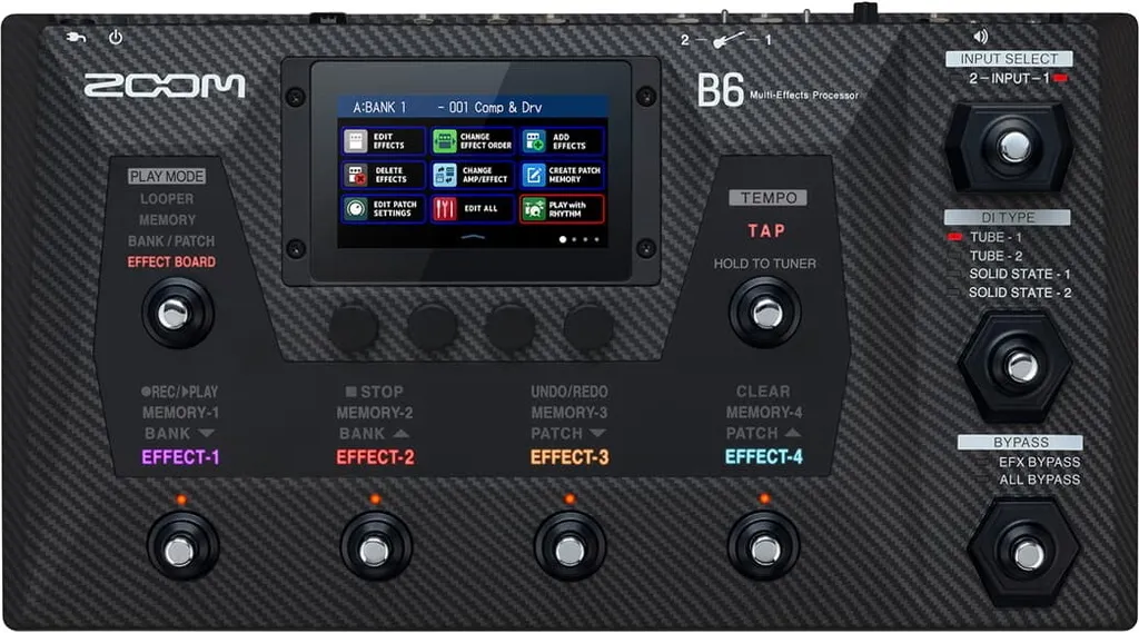 Processeur multi-effets pour basse Zoom B6 avec écran tactile haute résolution