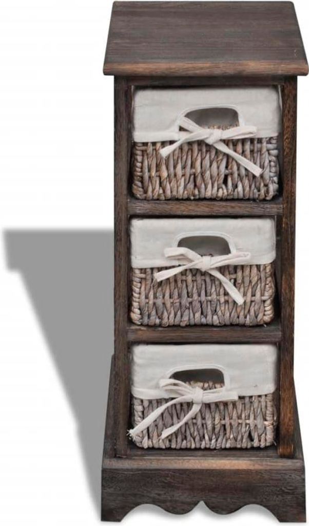 vidaXL Korbregal Holz mit 3 Körben Braun