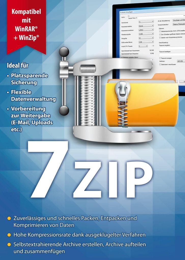 7 Zip Packen – Entpacken – Komprimieren - 100% kompatibel Produktbild 