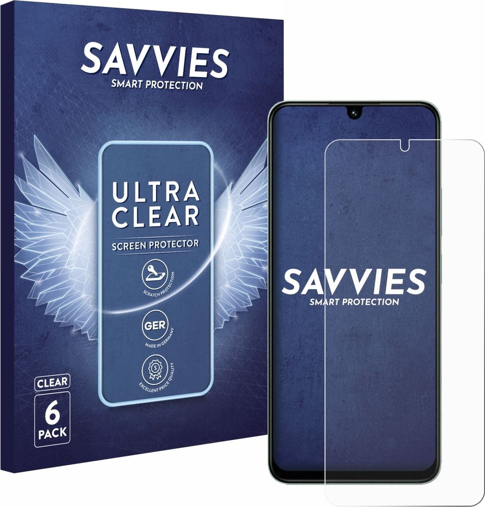 A product box and a screen protector on a smartphone.
