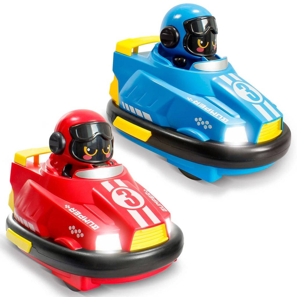 Collision Cars, ferngesteuerte RC-Boxautos, 2 Bumper Car Fahrzeuge in Rot und Blau mit IR-Fernbedienungen, Kinderspielzeug mit bunten Lichteffekten