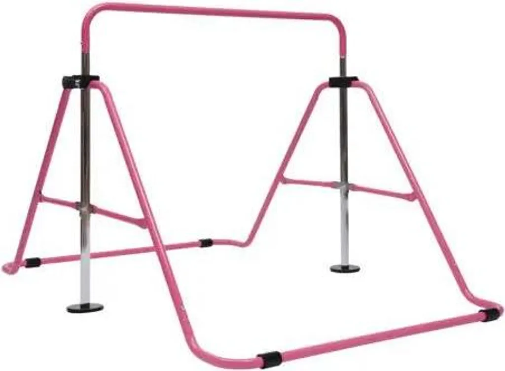 Barre de gym rose réglable et robuste, structure acier pour junior - Pro
