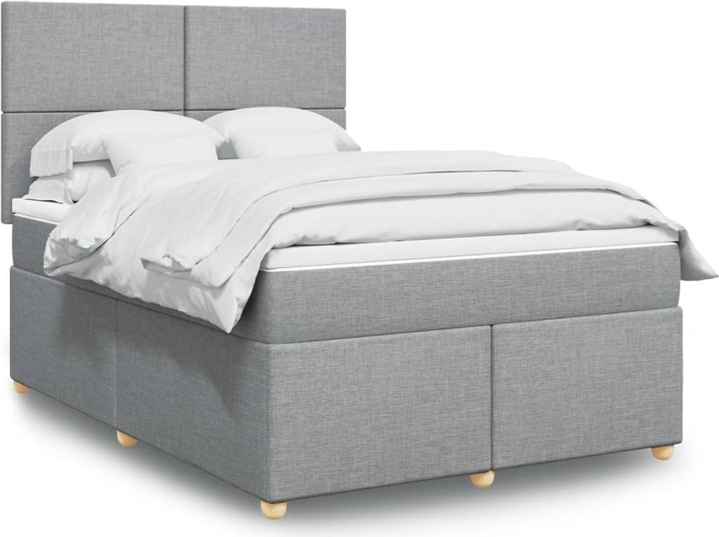 Maison Exclusive - Boxspringbett mit Matratze Hellgrau 140x200 cm Stoff