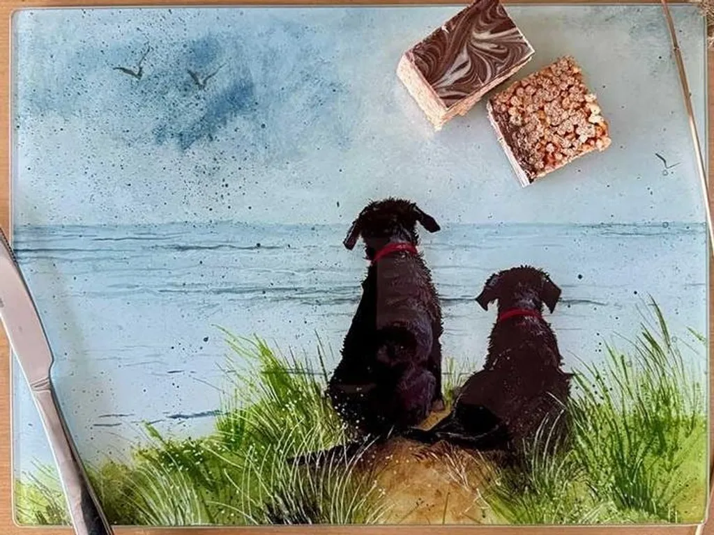 Tableau Verre Chiens sur les dunes - Décoration Durable et Facile