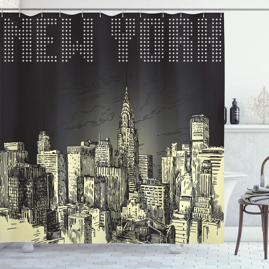 Tenda Doccia Antimuffa ABAKUHAUS New York 175x200 - Qualità Pro