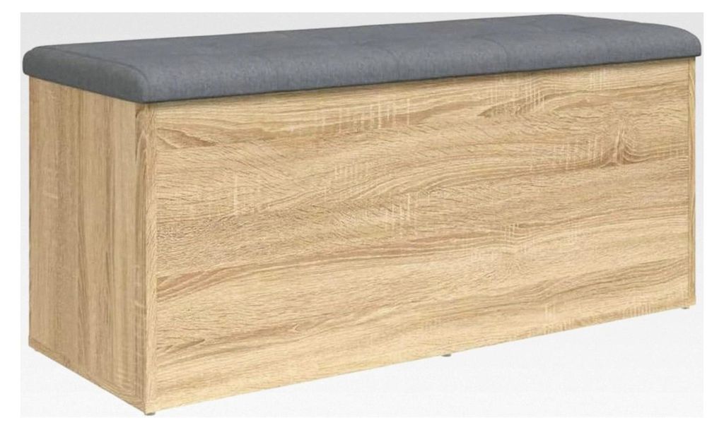 Sitzbank mit Stauraum, Gepolsterter Sitzhocker, Truhenbank, Polsterbank Sitztruhe Aufbewahrungsbox für Wohnzimmer und Flur, Sonoma-Eiche Holzwerks...