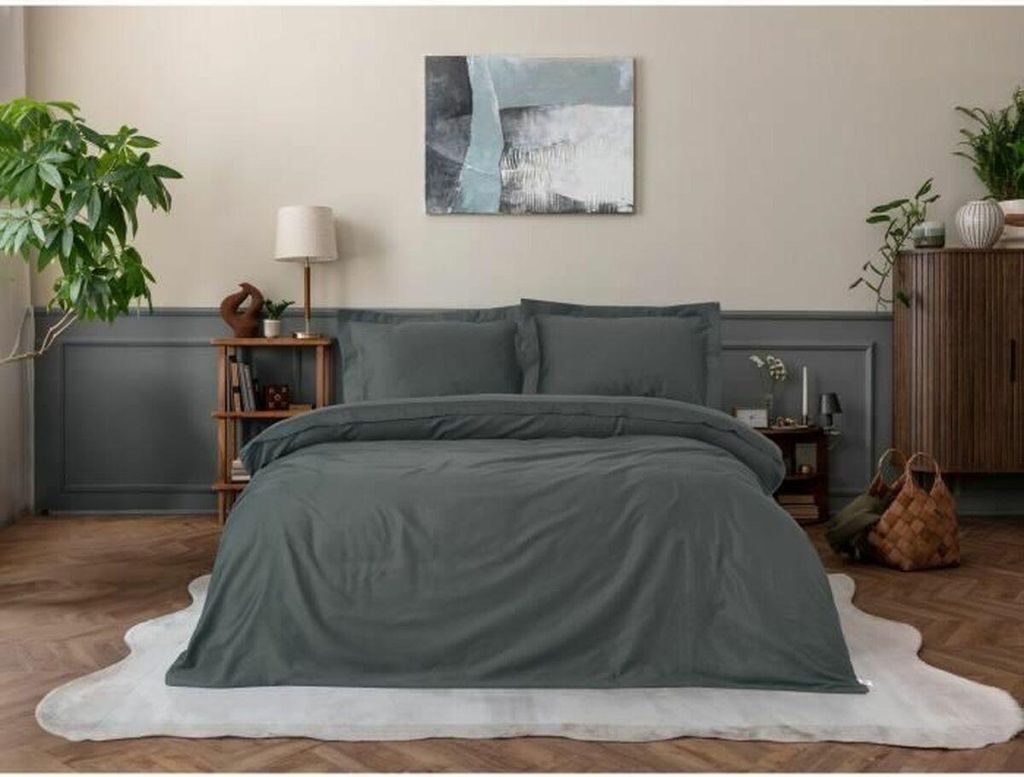 Bettbezug-Set Grau 220 x 240 cm