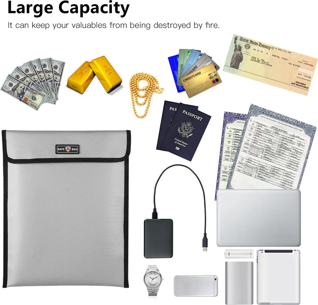 Set Borsa Ignifuga e Portamonete Impermeabile per Viaggi e Casa