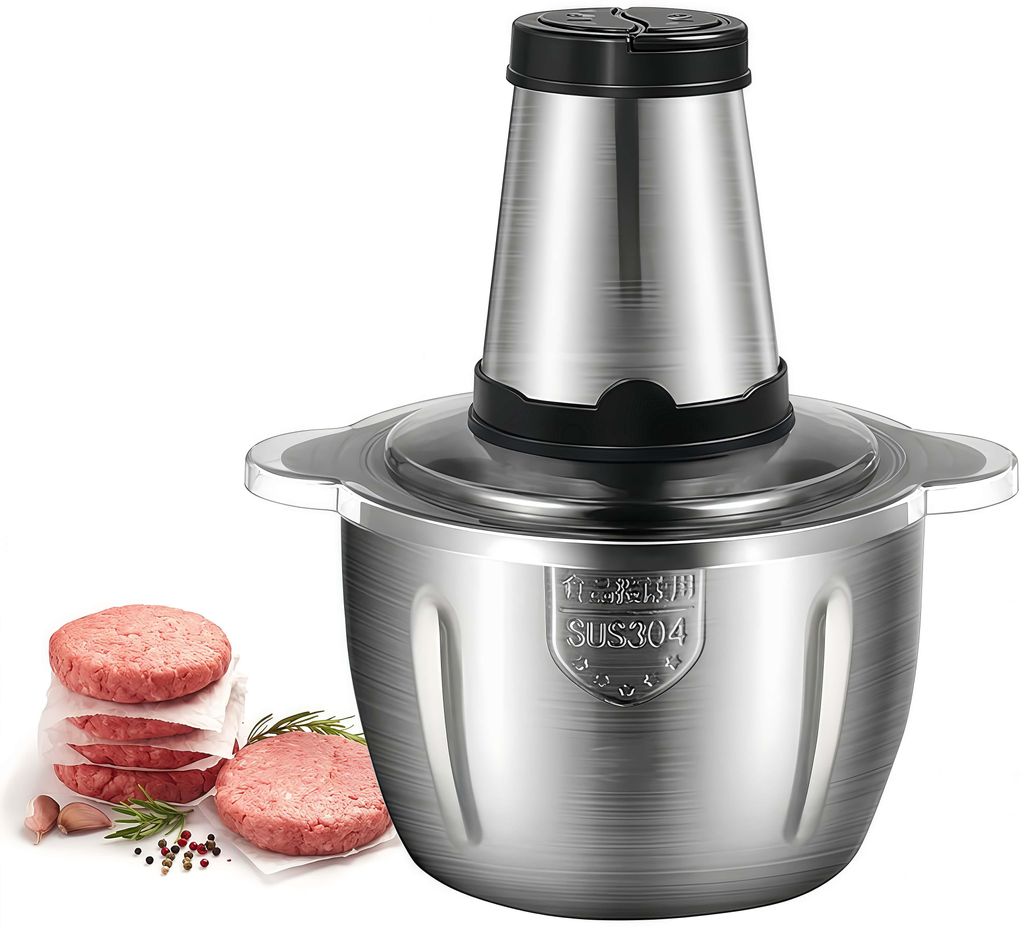 Zerkleinerer, 300W Universal Zerkleinerer, Gemüseschneider mit 2L Edelstahlschüssel, Multizerkleinerer zum Zerkleinern von Gemüse, Obst und Zwie...