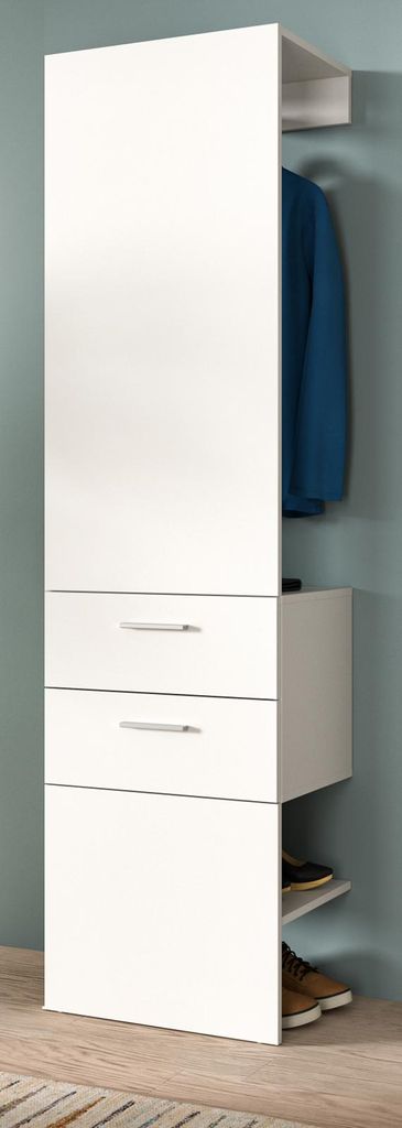 Garderobe "Carry" in weiß Kompaktgarderobe mit Stauraum 52 x 190 cm