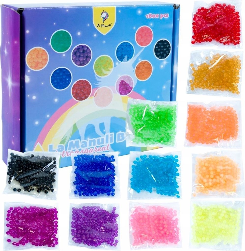 La Manuli Aqua Perlen Nachfüllpack - 1800 st Kristallkugeln Wasserperlen in 12 Farben