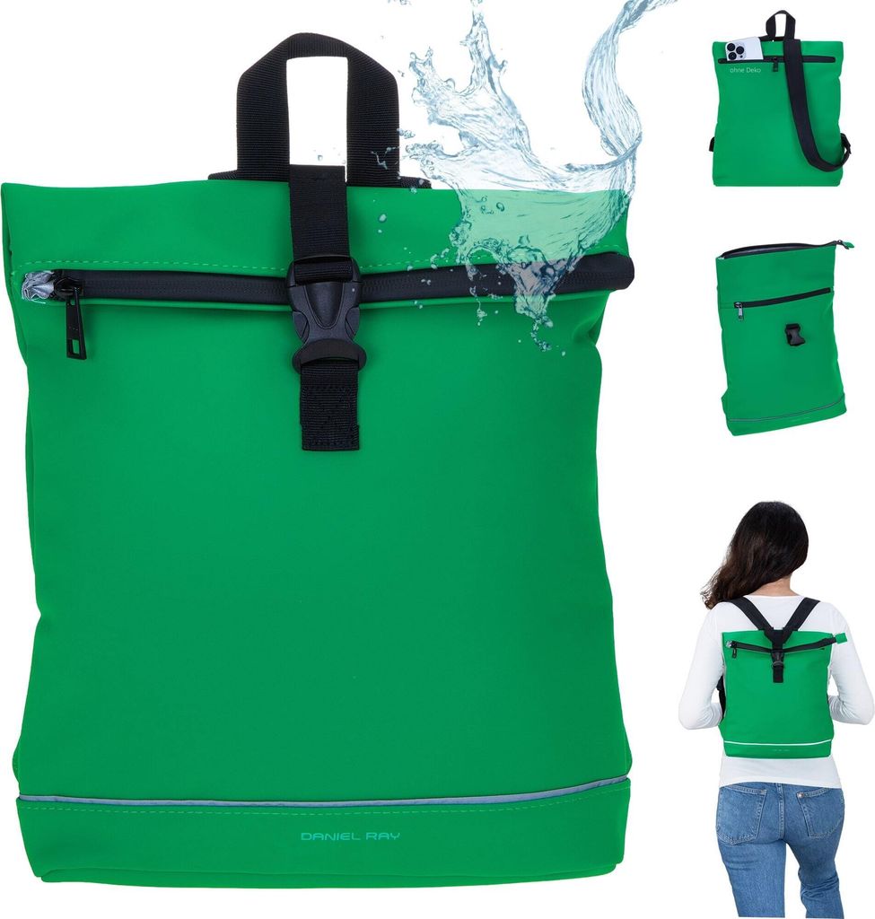 Rucksack Damen wasserabweisend Cityrucksack Daniel Ray klein Jeff Daypack, A4 Damenrucksack Handtasche Tasche 25109226 Apfel Grün + Etui