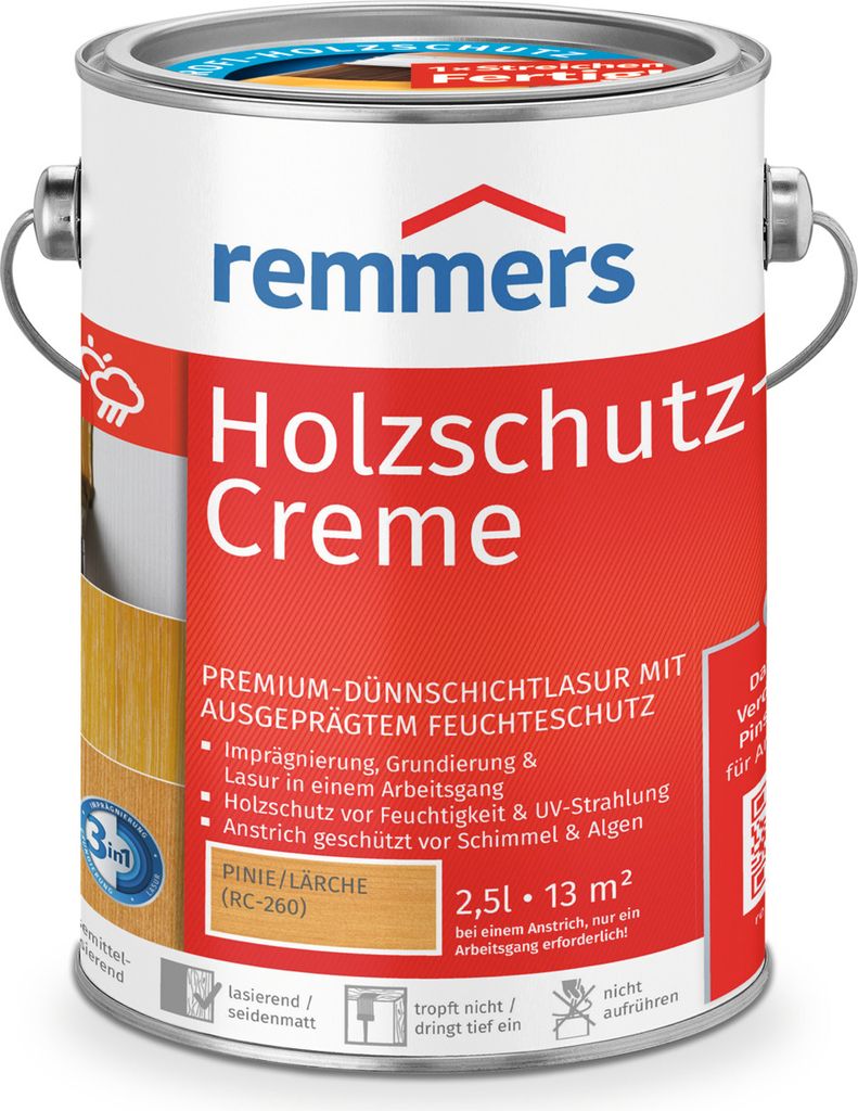 Remmers Holzschutz-Creme 3in1 pinie/lärche (RC-260) 2,5 l, Produktbild 