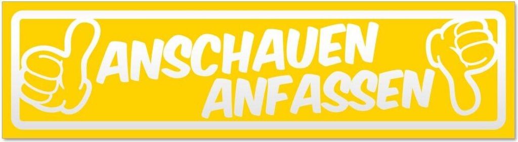 Kiwistar - Autoaufkleber - Gelb - 45 x 12 cm - Anschauen anfassen invertiert - Hinweis Aufkleber Sticker für Auto, Kfz, Fahrrad, PKW, LKW