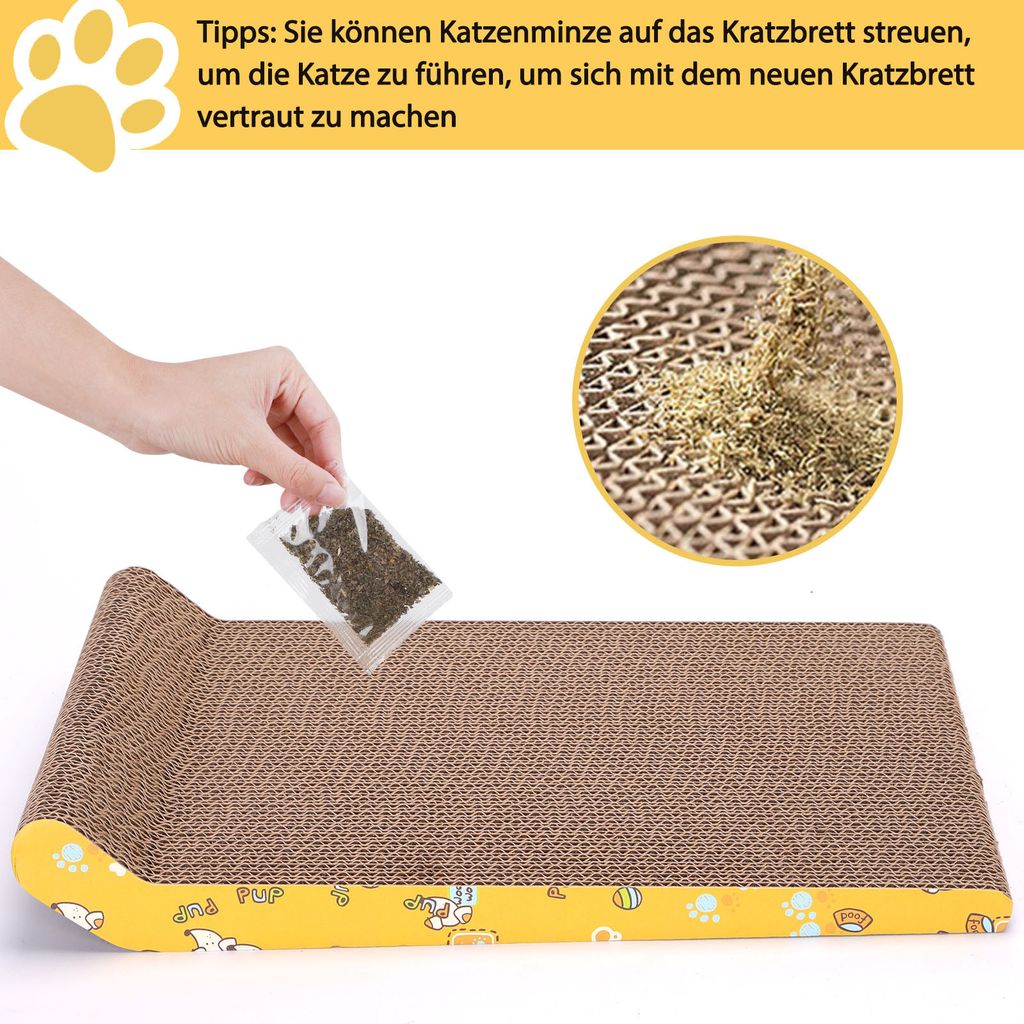 2 Stück Kratzbrett Für Katzen – Robuste Wellpappe Mit Katzenminze, 64 X 22 Cm, Für Krallenpflege & Möbelschutz