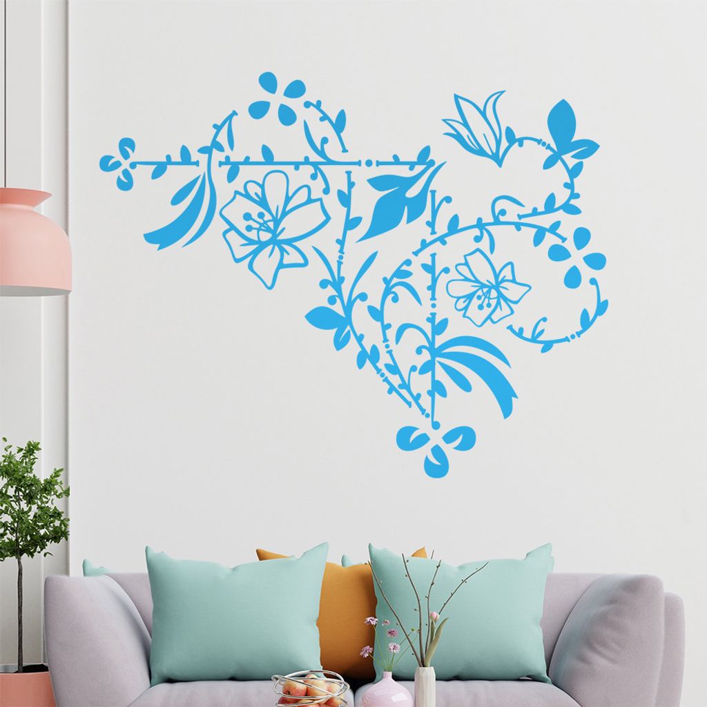 Blumenranke - Linien Wandtattoo in 6 Größen - Wandaufkleber Wall Sticker - Dekoration, Küche, Wohnzimmer, Schlafzimmer, Badezimmer