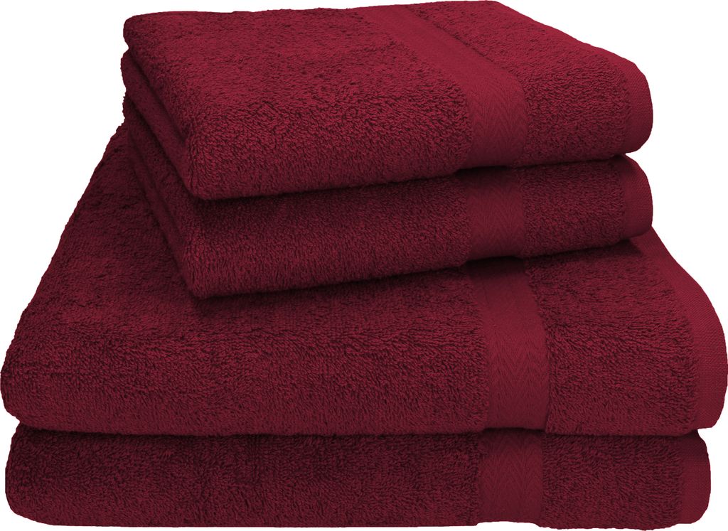Betz 4-tlg. Handtuch-Set PREMIUM - 2 Liegetücher 2 Handtücher 100% Baumwolle Farbe: dunkelrot