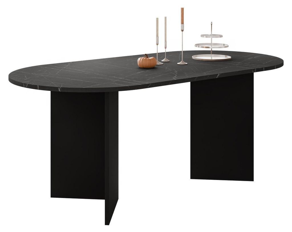 MIRJAN24 Tisch Gelizo 22 mm, Esszimmer Tisch (Farbe: Schwarz / Marmor Schwarz)