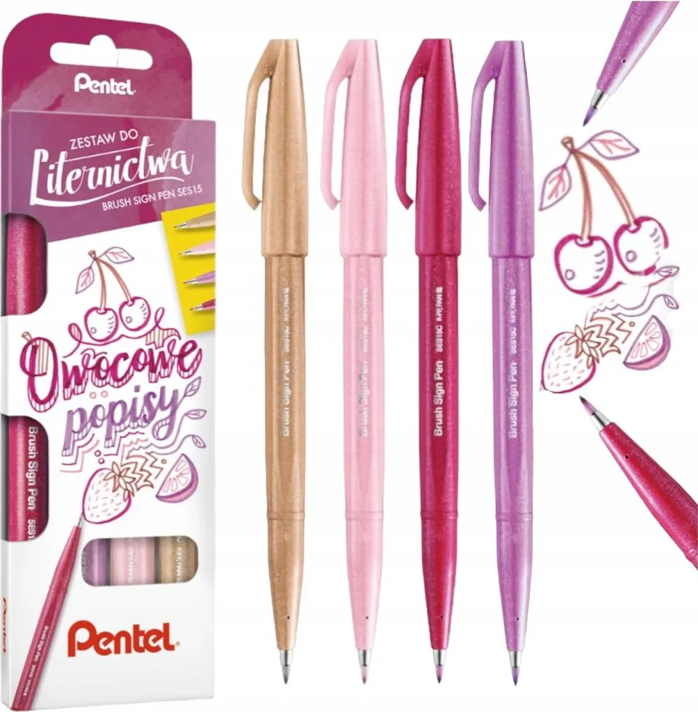 Stylo Pinceau Calligraphie Pentel Fruit Popsicle Set 4 Couleurs Bullet Journal
