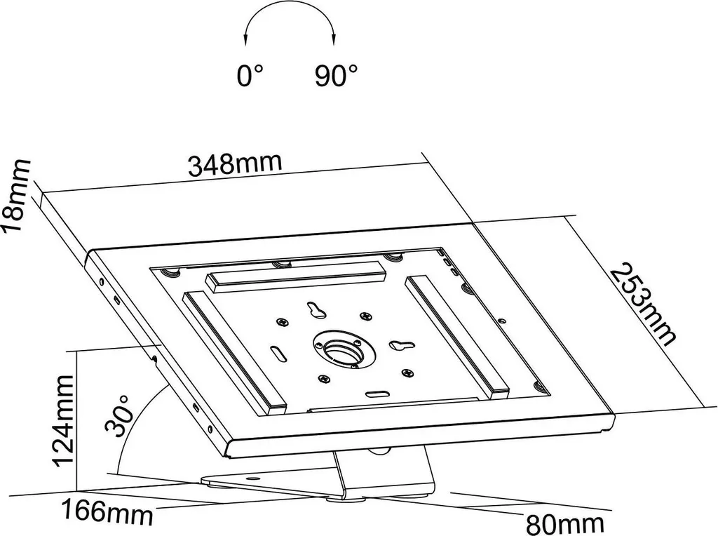 Support iPad Pro 12.9 G3 robuste en acier noir, fixation mur/table
