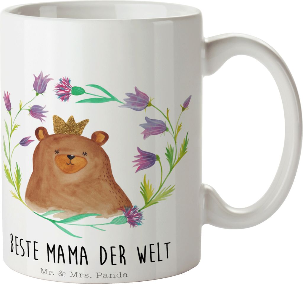 Mr. & Mrs. Panda Becher Bär Königin - Weiß - Geschenk, kaffeebecher keramik, Teetasse, schöne tasse, Mutti, Mom, Kaffeetasse, Teddy, Muttertag,...