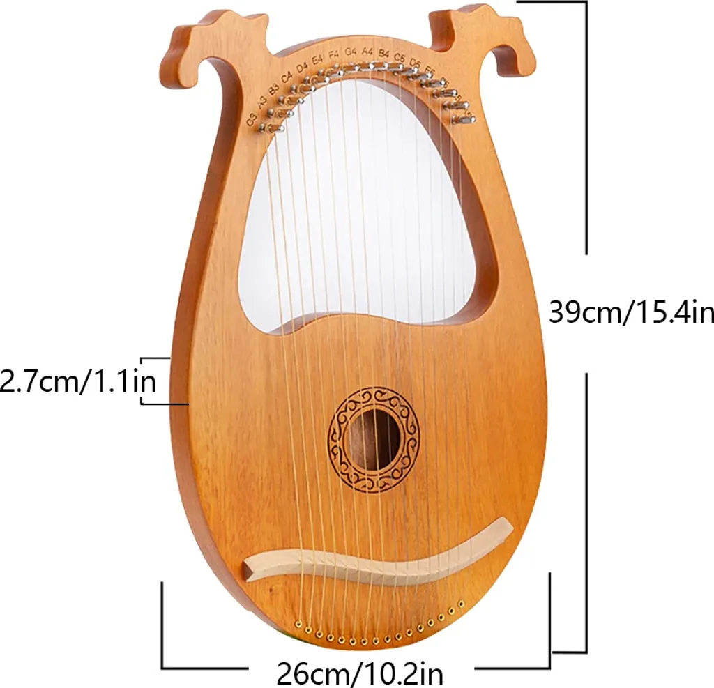 Harpe lyrique 16 cordes acajou robuste pour accordage stable - 2