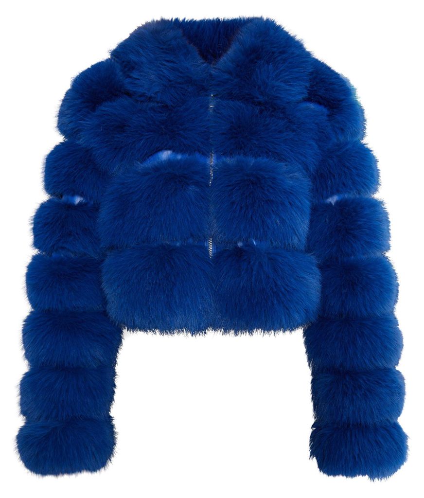 Damen Jacke, blau, Größe L, mit durchgehendem Reißverschluss und übergroßem Kragen