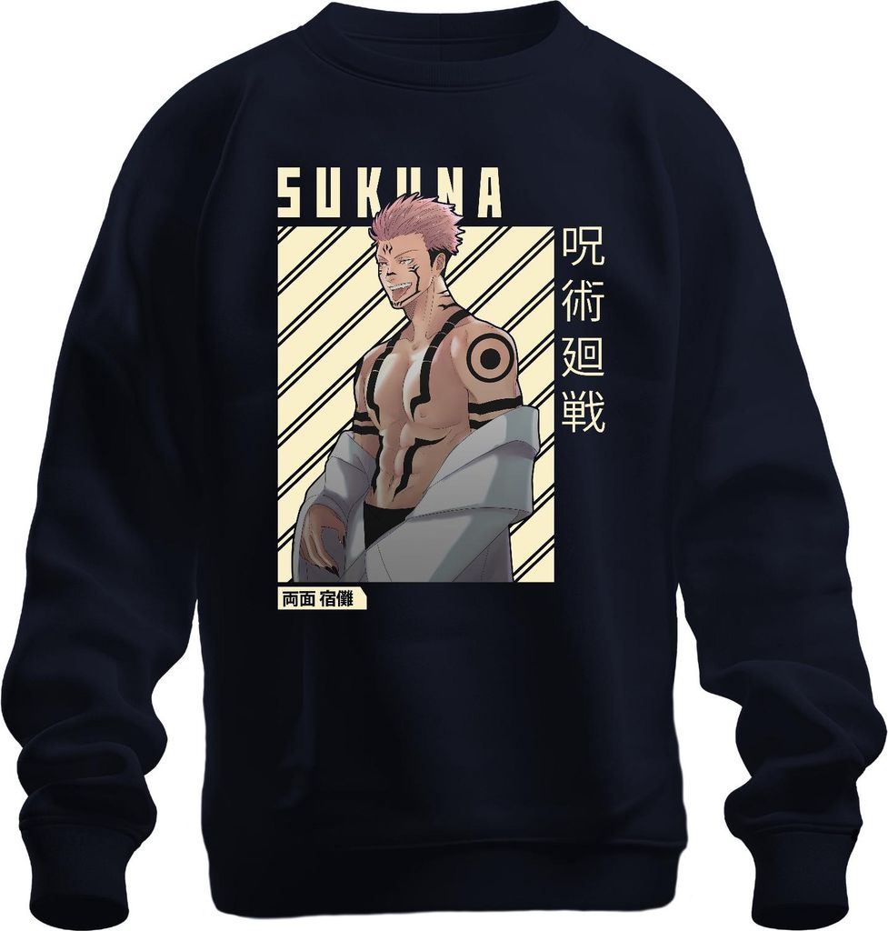Sukuna Jujutsu Kaisen Ryomen Sukuna Anime Manga Otaku Geschenk Uni Sweatshirt Pullover, Navy, XL