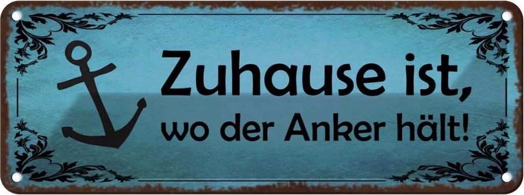 vianmo Blechschild 10x27 cm Zuhause ist wo der Anker hält Geschenk