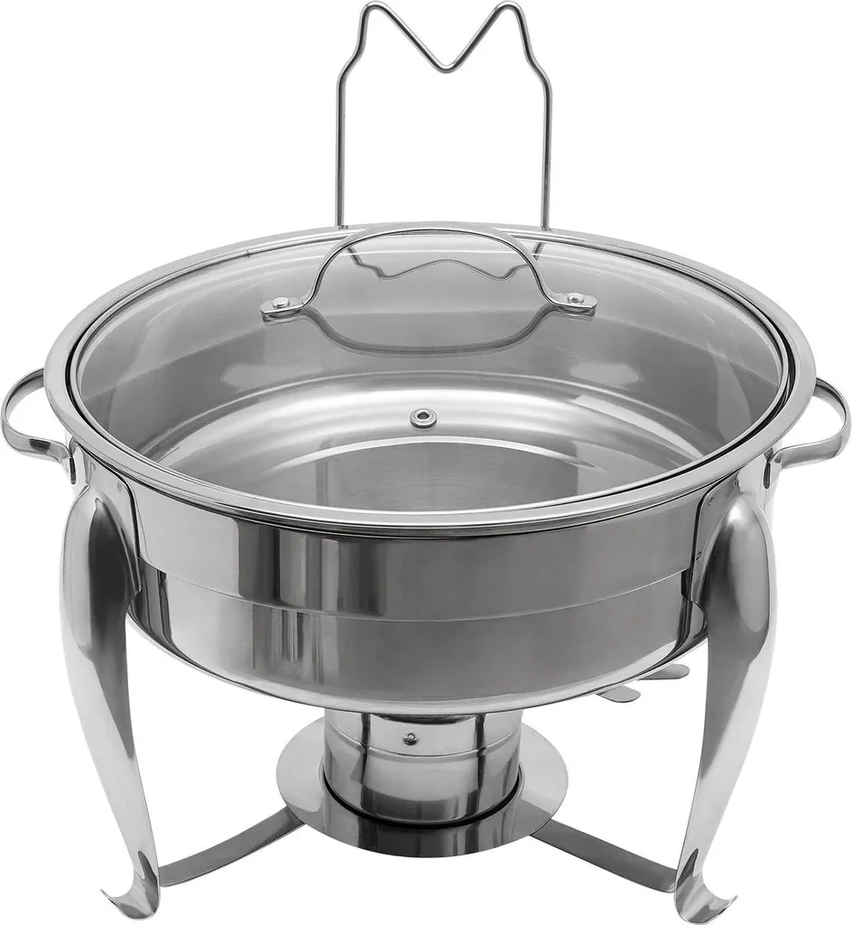 Chauffe-plats inox avec couvercle transparent et brûleur à alcool - 5