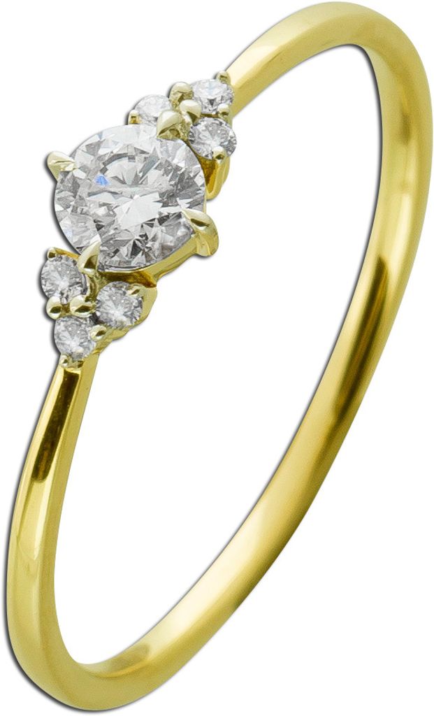 Diamantring Gelbgold 585 14K Brillanten 0.30ct W SI 20