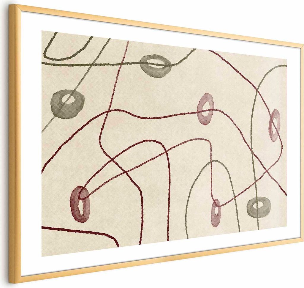 Posterpapier Poster - Lines and Shapes - a bead labyrinth on a pale, worn background 90x60 cm Muster a-A-10528-ao-a