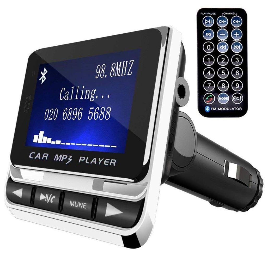 Bluetooth FM Transmitter Schwarz OMORC KFZ Auto Radio Adapter Auto Bluetooth Freisprecheinrichtung Bluetooth USB Auto-Port Car Bluetooth Car Kit mit 2 USB Port 