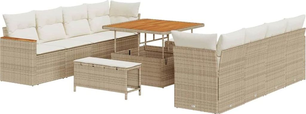 vidaXL Gartensofa-set 11 pcs Beige Poly-Rattan