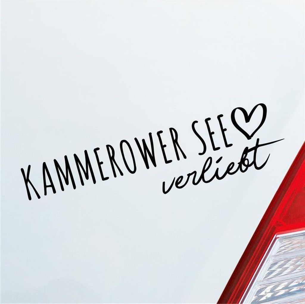 Auto Aufkleber Kammerower See verliebt Herz See Liebe Car 19x5 cm Schwarz Matt Sticker Heckscheibenaufkleber