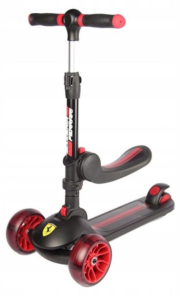 Monopattino Ferrari per bambini con sedile 2 in 1 – Immagine del prodotto 