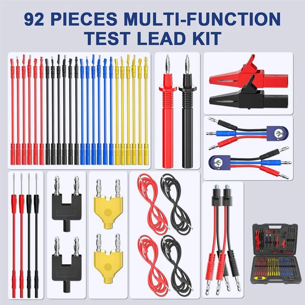 Mallette de 92 accessoires de test pour multimètre et câbles de diagnostic - 2