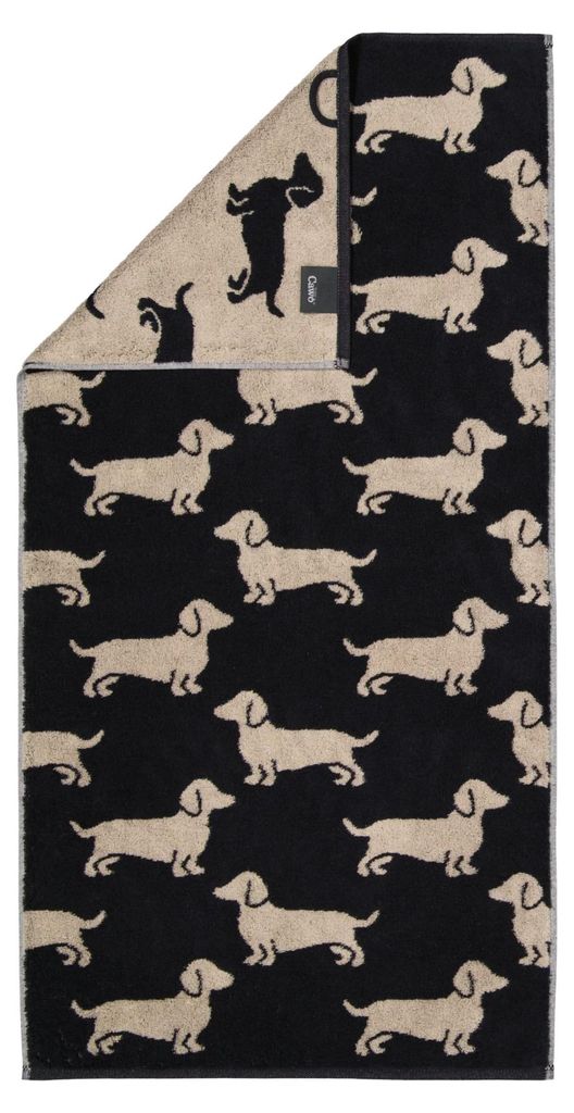 Cawö Handdoek "We love Dogs" (6246), kleur zwart/beige, Productafbeelding 