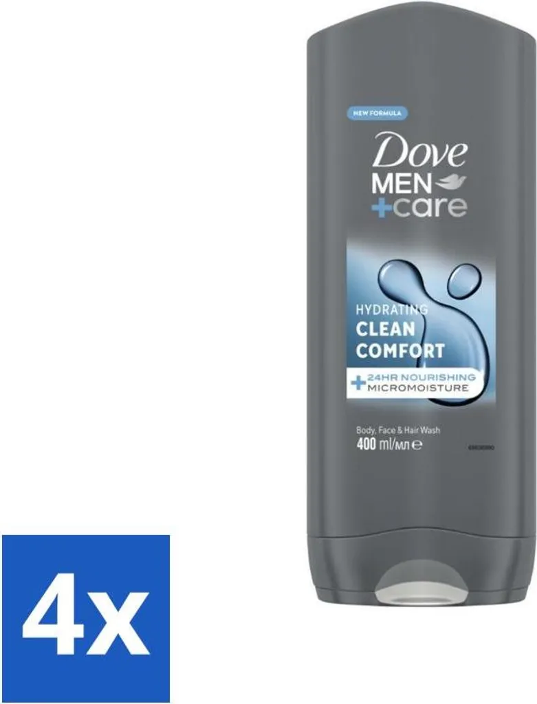 Dove Men+Care Clean Comfort Gel Douche 400ml - Pack de 4 Bouteilles