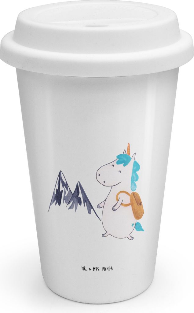 Mr. & Mrs. Panda Isolierbecher Einhorn Bergsteiger - Weiß - Geschenk, Kaffeebecher To Go, Thermokaffeebecher, Abenteuer, Unicorn, Berge, Urlaub, T...